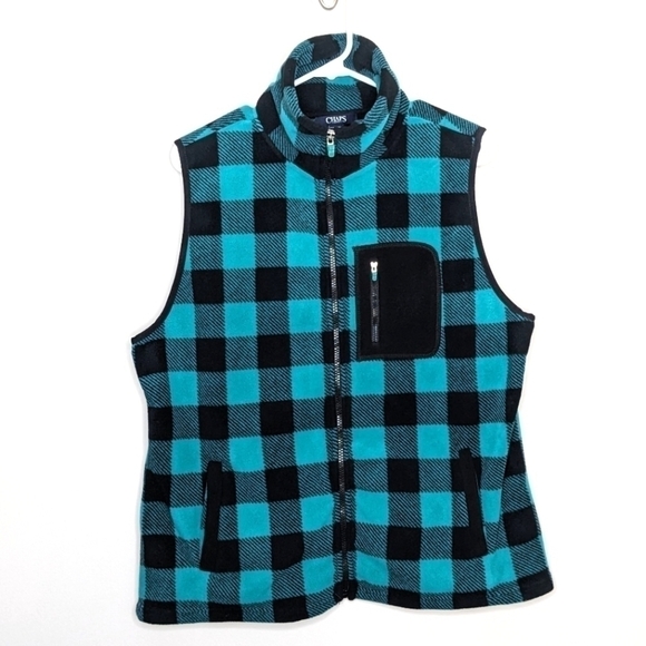 Chaps Fleece Plaid Vest Petite XL - Picture 1 of 4